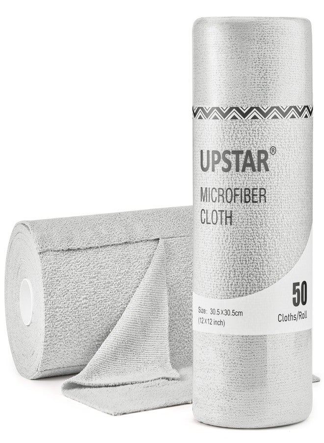 UPSTAR Microfiber Cleaning Cloth, Reusable Paper Towels Rolls, Cleaning Rags for Cleaning Kitchen, Bathroom, Car, 12x12 inch, 50 Packs/Roll, Grey - Image 1
